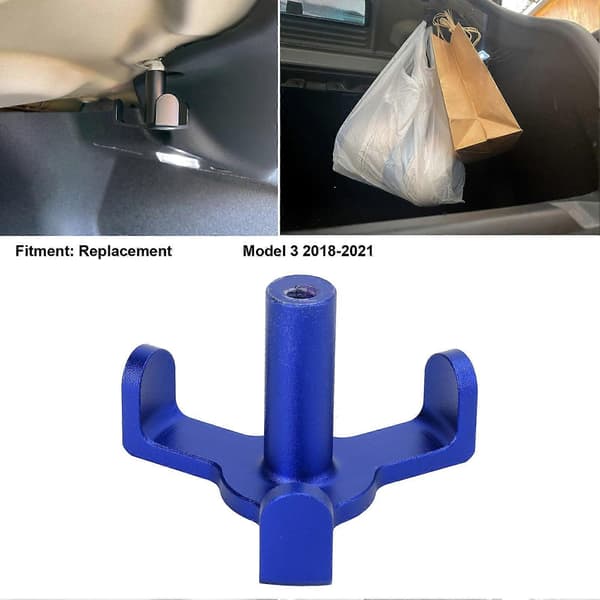 Innvendig Bakre Bagasjerom Handleposekrok Aluminium Legering Erstatning for Tesla Model 3 2018?2021 Blå