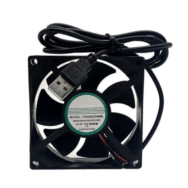 5V USB Kullager Kylfläkt 80x80x25mm Kraftfull Moderkort CPU Borstlös