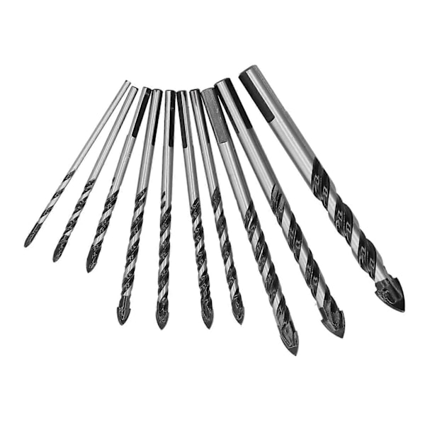 Borrbits Cementerad Karbid Enkel Dubbel Spår Hålborrningsverktyg Set Kit för Kakel Glas 10st Set