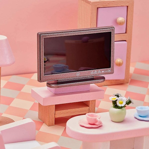 2 stk. 1:12 Miniatyr TV Fjernsyn med Fjernkontroll Møbeldekorasjonstilbehør