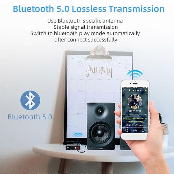 Bluetooth DAC Digital til Analog Audio Konverter med Bluetooth Mottaker med Volumkontroll Volumjustering 3.5mm