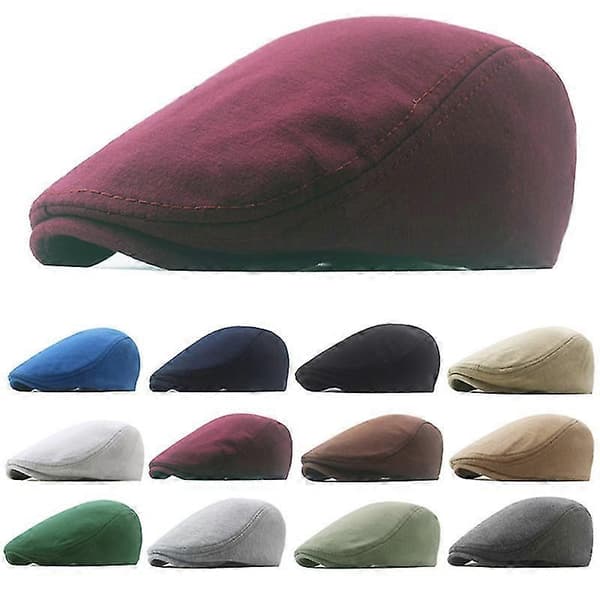 1 stk. Bomulls Caps Menn Kvinner Hatt Myk Casual Beret Solid Unisex Retro Hatt Light gray