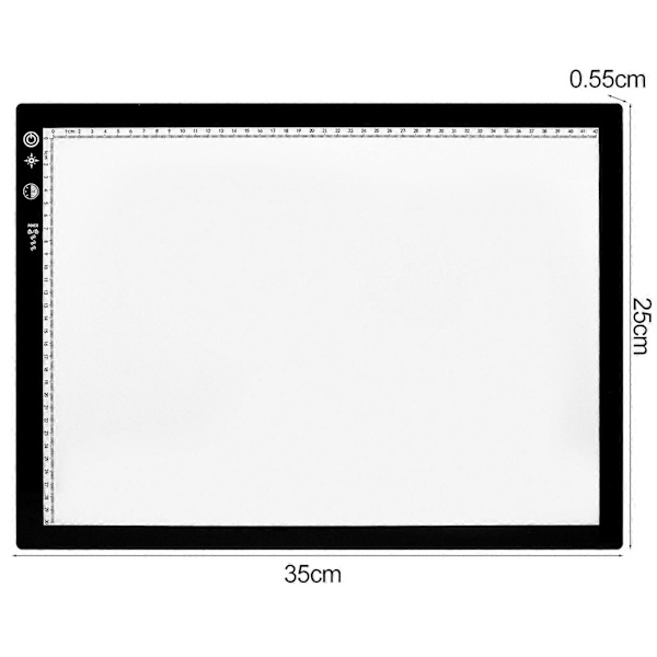1 Sett LED Kopibrett Dimbar Timingfunksjon Glatt Kant Plug-and-Play Ultratynn Lag Malerier Plast USB-drevet A4 LED Kopibrett Lyspute Ki