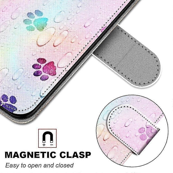 Kotelo ZTE Blade A71:lle Magneettikorttipaikoilla Luova Kissantassu Kuvio Lompakkokotelo Coque