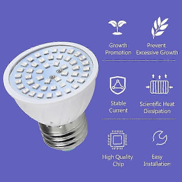LED Växtlampa för Inomhusväxter Rött & Blått Spektrum LED Växtlampor E14 Växtlampa för Plantor Hydroponisk Suckulent Blommor Grönsaker E27 * 48 LEDs