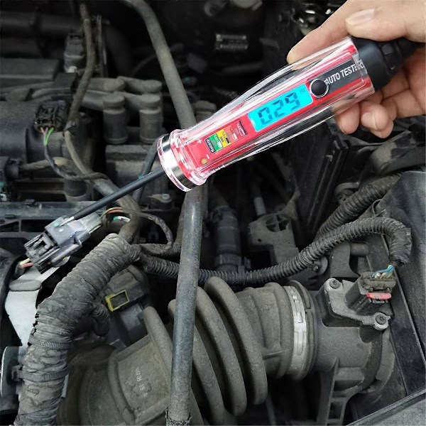 Strømkredsløbstester, LCD Digital Automotive Testlys med Voltmeter & Belysning, DC Auto Spændingstester