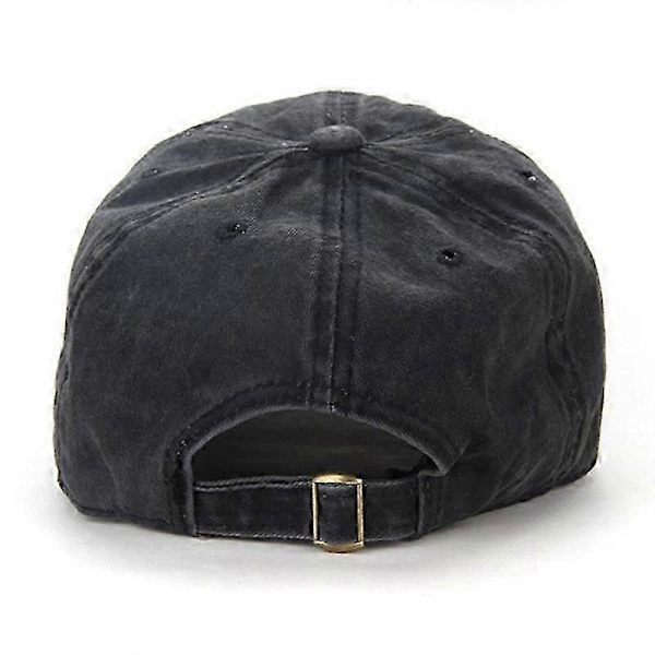 Baseball Cap Herrehat Vaskbar Slidt Denim Justerbar Cap (Sort Grå)
