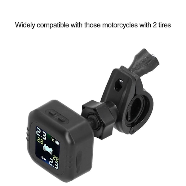 Dekktrykkovervåkingssystem IP67 Vanntett med 2 Eksterne Sensorer USB-Lading for Motorsykkel