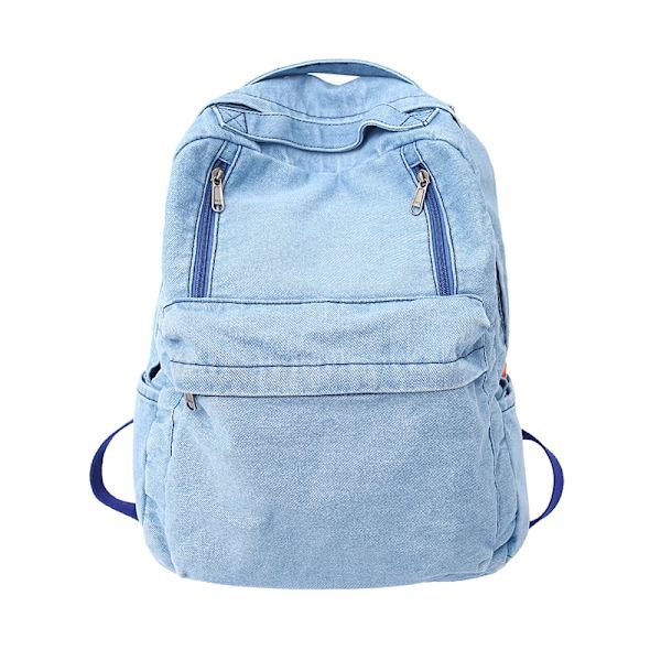 Retro Casual Ryggsäck Dam Resväska Mode Stor Kapacitet Ryggsäck light blue