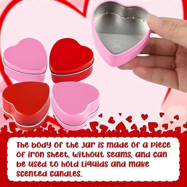 12 stk. 2oz Valentinsdag Hjerte Dåser med Låg Bulk Hjerte Lysglas Valentins Lysbeholdere, til Lysfremstilling