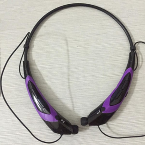 Bluetooth Hörlurar, Bluetooth 4.0 Trådlöst Nackband Headset Med Infällbara Hörsnäckor, Sport Svettsäkra Brusreducerande Hörlurar purple