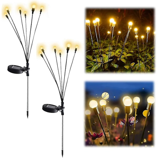 Solcellehavelampe - Solcellelampe der svajer, Vindsvajende, Solcelle udendørslampe 6LED