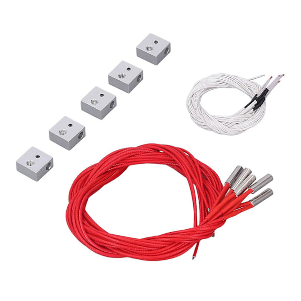 5 Set 3D-skrivare Värmeblock NTC 3950 100K Termistor Tillbehörssats för MK7 MK8