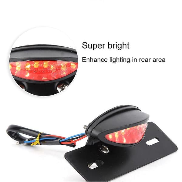 Motorcykel Baglygte Universal Retro LED Bremse Nummerplade Lys Indikator Lys (rød)