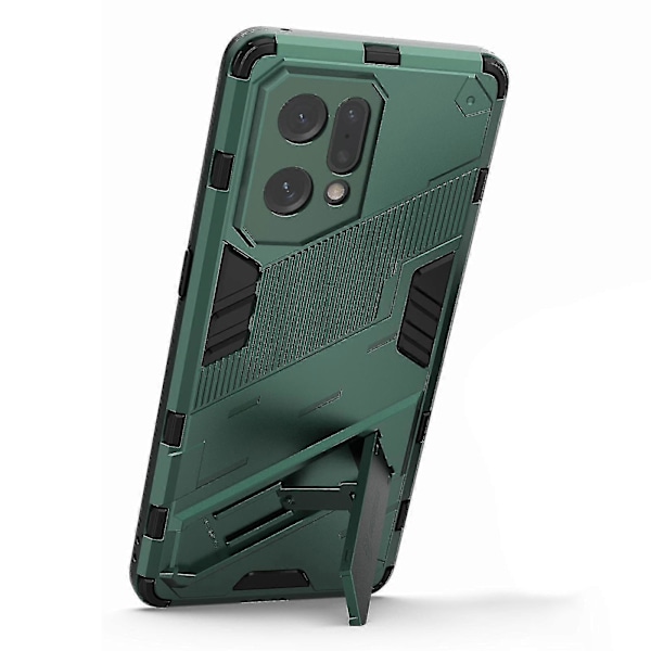 För Oppo Find X5 Välskyddat Anti-repa Hårt PC + Mjukt TPU Mobiltelefonfodral Ställskydd Green
