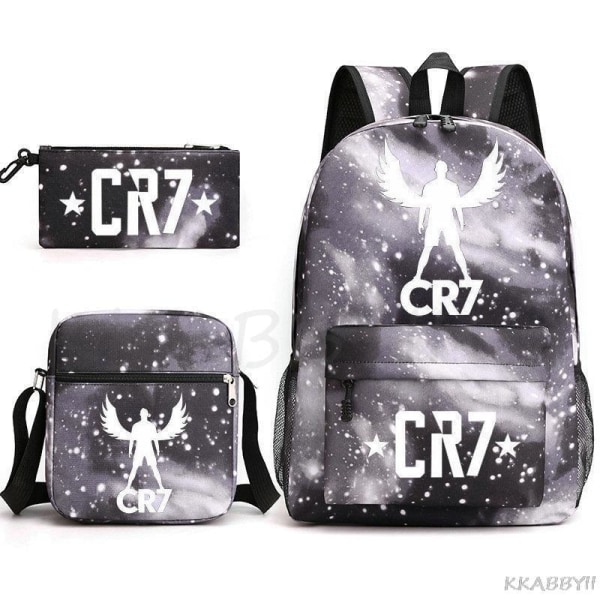 CR7 Skolväskor 3 st Stor Bokryggsäck för Tonåringar Pojkar Flickor Rese Laptop Mochila Escolars Clear