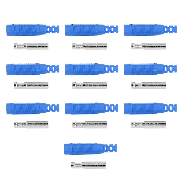 10 Sæt Banan Hun Socket Messing PA Jack Stik Isolationsrør Tryk Pasform Adapter J.10031Blå