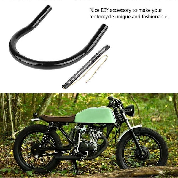 210MM Motorcykel Bakre Säte Ram Loop Båge Fäste med LED-ljus DIY Tillbehör Svart Böjd