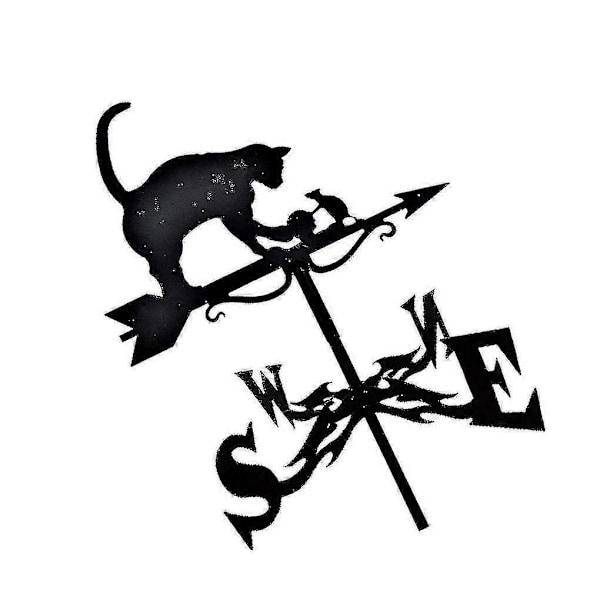 Retro Metall Vädervane Vindflöjel Vindriktningsvisare Cat and Rat