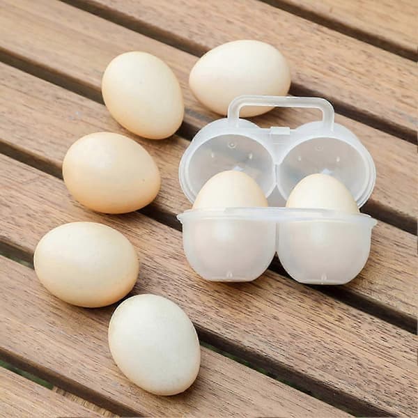 Eggboks Bærbar Med Håndtak Støtsikker Anti-fall 2 Ruter Spesiell Eggbeholder Plast Eggbrett Daglig Bruk