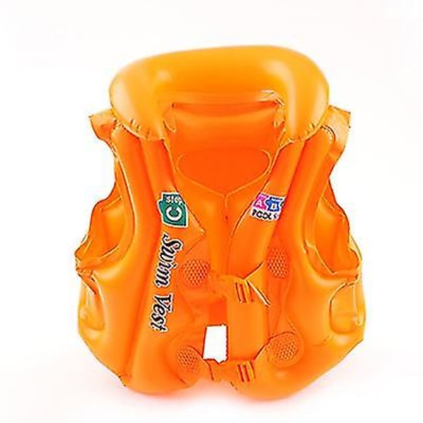 Pvc Barn Flytväst Uppblåsbar Baddräkt Simskyddsväst Orange S(5-10kg)