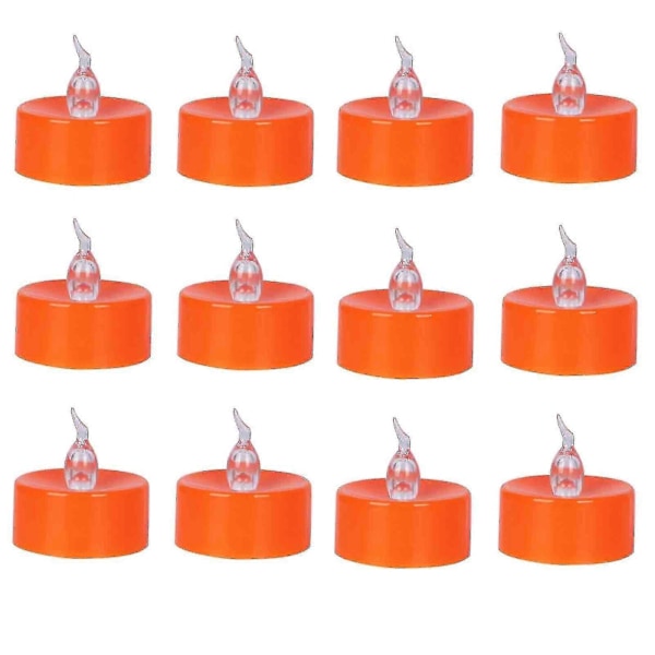 Halloween 6-pakning Oransje Telys, Batteridrevne LED Telys med Varme Hvite Gresskar for Halloween