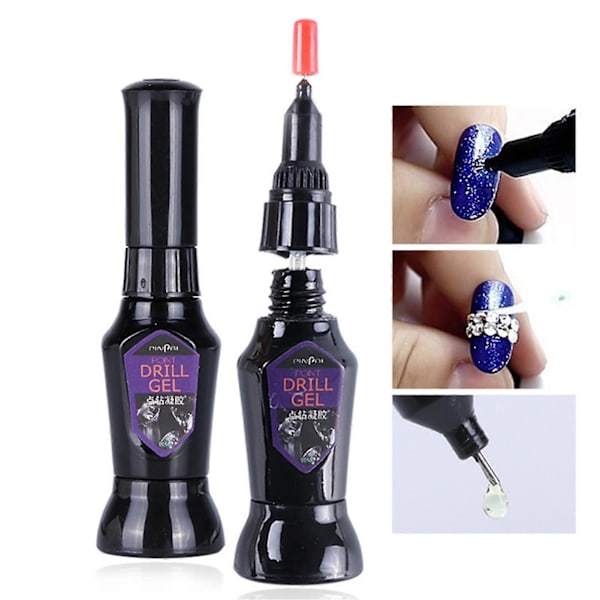 10 ml Negl Rhinestone Gel Superklissete Hurtigtørkende Lim Resin Neglekunst Limpenn for Løsnegler QinHai