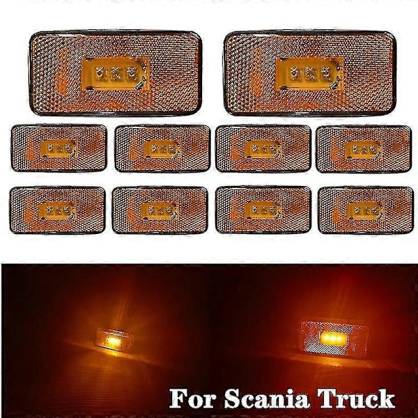 24V Amber LED-lys til Scania sidemarkering Heavy Truck til Scania Clearance Lamps lastbil karosseri dele +2 connector oem1737413 10pcs lights