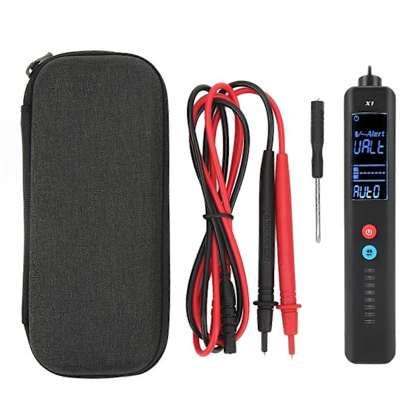 Smart Multimeter Pen Type Digital Display Spænding Strøm Modstand Tester med Lommelygte og Opbevaringstaske