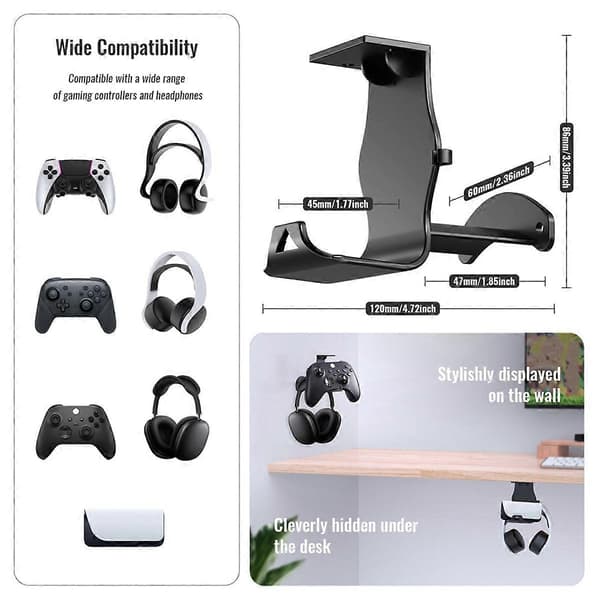 Vægmonteret Stand Bracket til ///Switch Controller Headset Bord Bund Opbevaringsbeslag Sort