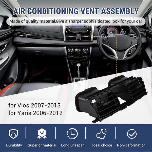 Bil Dashbord Klimaanlegg Uttak Montering A/C Panel Grill for Vios 2007-2013 Yaris 2006-2012