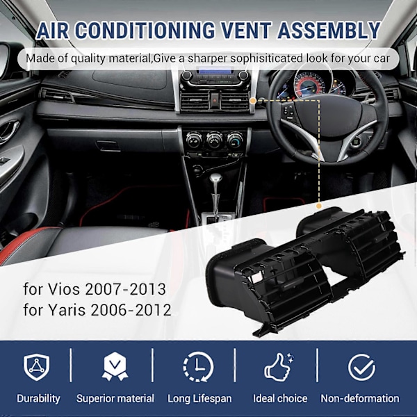 Bil Instrumentbræt Aircondition Udtag Samling A/C Panel Gitter til Vios 2007-2013 Yaris 2006-2012