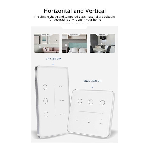 Tuya Zigbee 3-veis dimmer lysbryter Tuya/Smart Life APP Fjernkontroll US EU Standard Bryter Prosentvis Kontroll(B)