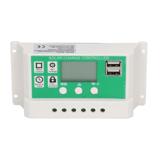 PWM Solar Controller Automatisk Identifikation Dobbelt USB-Port Soloplader med PV-Kabel til Hjemmet 24V 12V 10A