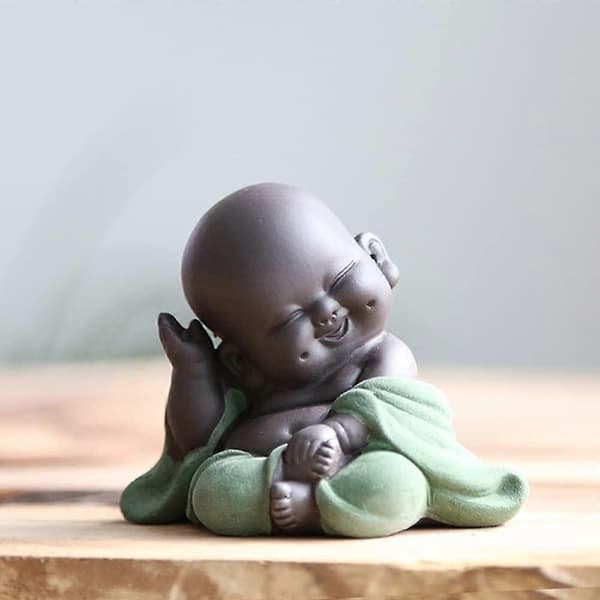 Skrattande Maitreya Buddha, Keramisk Buddha-staty, Prydnadsté-skulptur