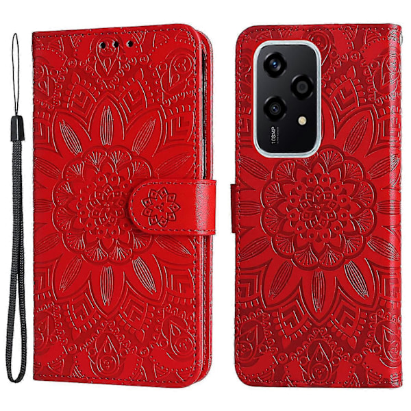 For Honor 200 Lite -kotelo, painettu auringonkukka magneettinen puhelinjalustakansi - Punainen Red