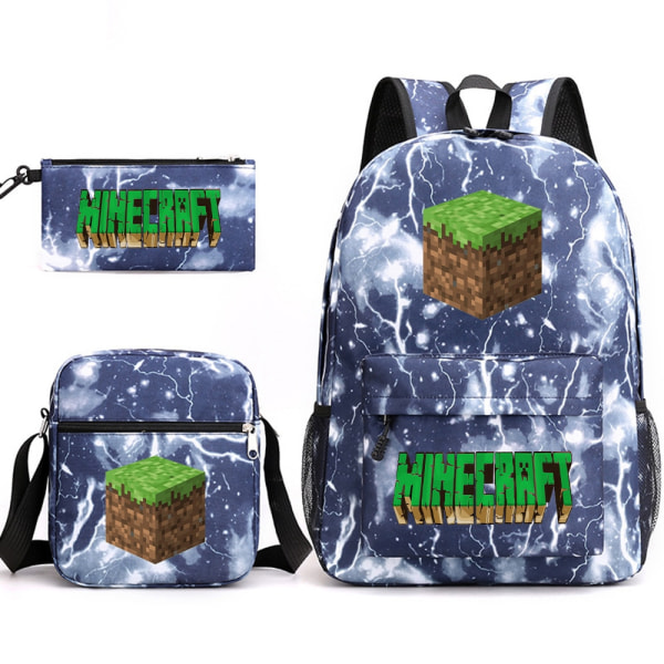 MINECRAFT Ryggsäck Skolväska för Barn Pojkar Flickor Spel Tryckt Student Bokväska Skolmaterial White