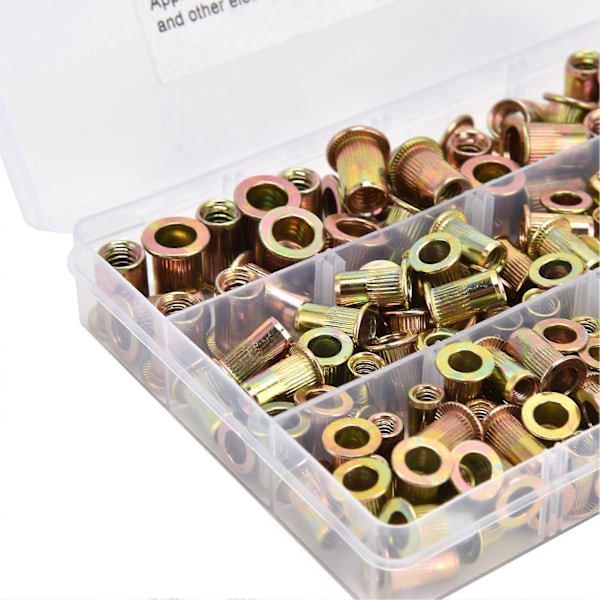 150 stk. Rivmutter Flat Hode Metall Gjenget Sett Kit for Bil Møbler Dekor