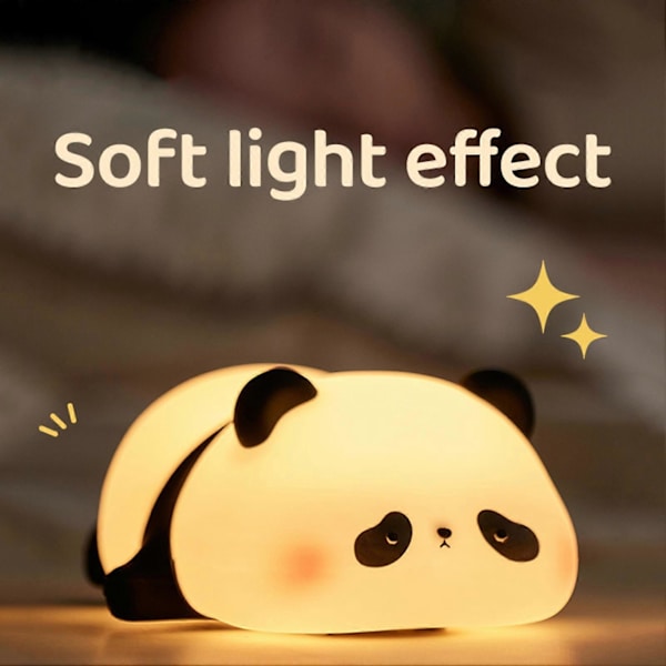 Sød Panda Natlampe Nyhed Dyre Sengelampe med Timer Touch Kontrol Dæmpbar Silikone Dekorativ Lampe