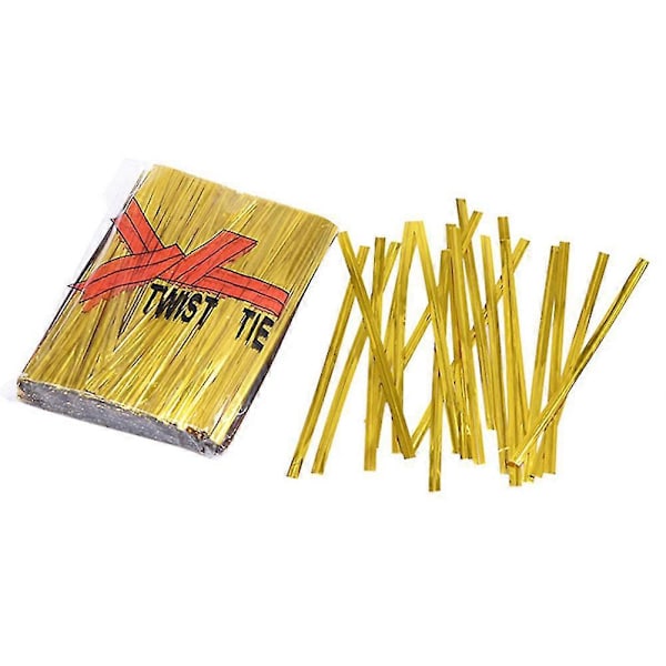 760 stk. Bake Pose Twist Bånd Pakke Tau Dessert Oppbevaringspose Emballasje Stropp Golden