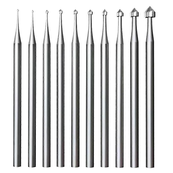 10 st Smyckesinfattningsfräsar - 3/32 tums skaft Steninfattningsfräsar Cylinder - Konformade Lapidariska Tillverkningsverktyg