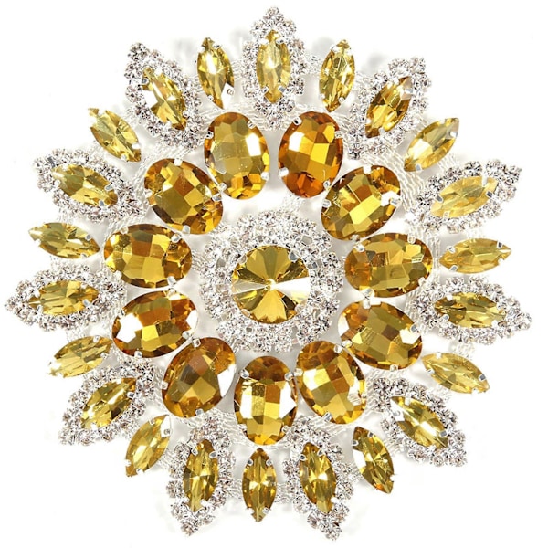 Kristallglas Rhinestones Dekoration DIY Kläder Smycken Tillbehör (Gul Silverbas)
