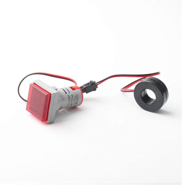 Spenning Amperemeter Digitalt Multimeter Lite Firkantet Strøm Voltmeter LED Lys AC50?500V 0?100A 22mm Rød