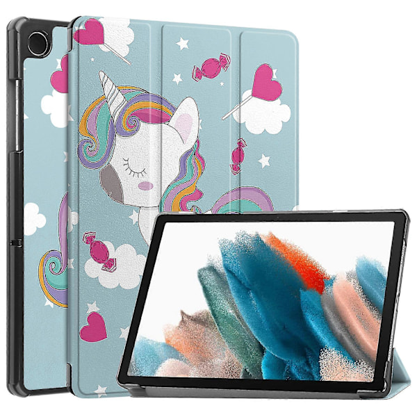 För Samsung Galaxy Tab A9+ Trefaldigt Ställ Tablet Fodral PU Läder Mönstertryck Smart Skyddande Omslag Horse