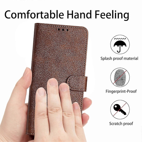 Til Motorola Edge 50 Fusion 5G Etui PU Læder Standpung Stødsikkert Business Telefon Cover Brown