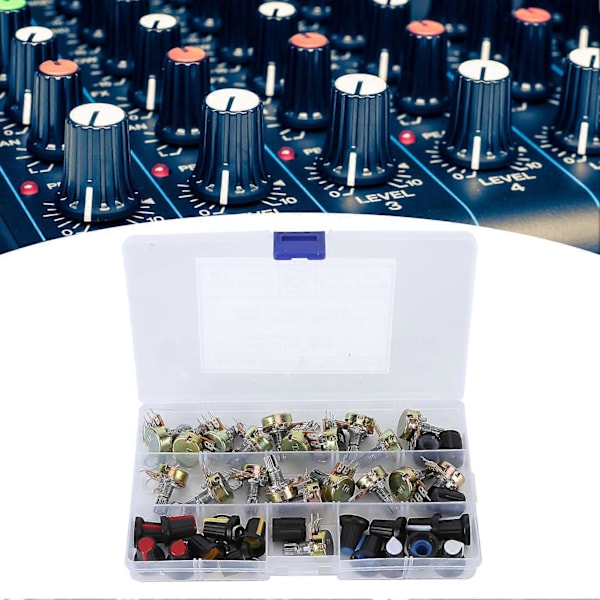 80 stk. Potentiometer B5K B10K B20K B50K B100K Lineær Taper Sæt Kit med Knap til Lydkontrol