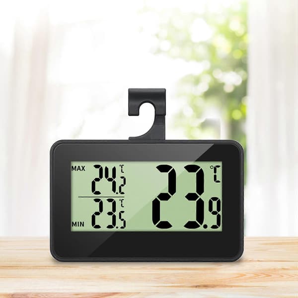 Elektronisk Digitalt Køleskabstermometer LCD-skærm Fryser Temperatur med -20 Celsius til 60 Celsius Sort