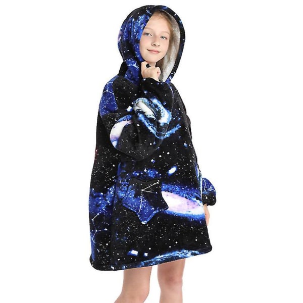 Fleecefodrad Filttröja Varm Sherpa Oversized Stjärnfickor Loungewear Nattkläder För Flickor Pojkar Tonåringar Universe