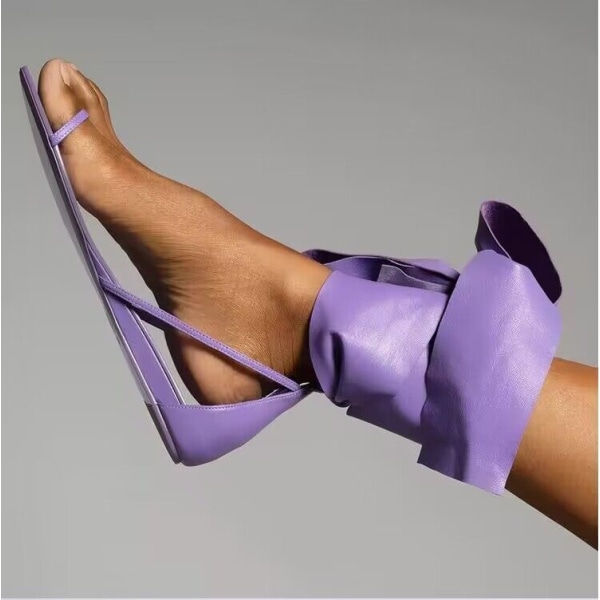 Rom Damsandaler Flats Vardagsskor Clip Toe Snörning Flipflops Strand 2023 Nya Sommarfestskor Klänning Dam Zapatos Slides Lavender 35