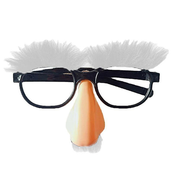 Fejkglasögon och Mustasch Rolig Vuxen Stor Näsa Högtidsmaterial White